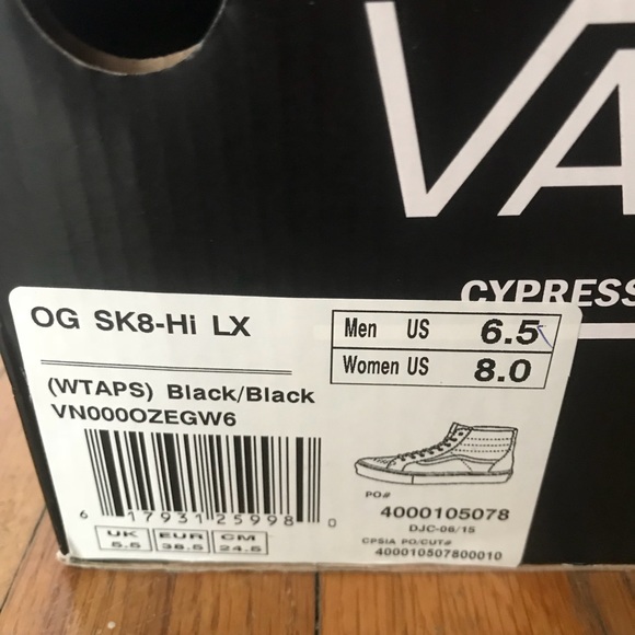NWT Vault by Vans x WTAPS OG SK8-Hi LX (Black) - Picture 4 of 6